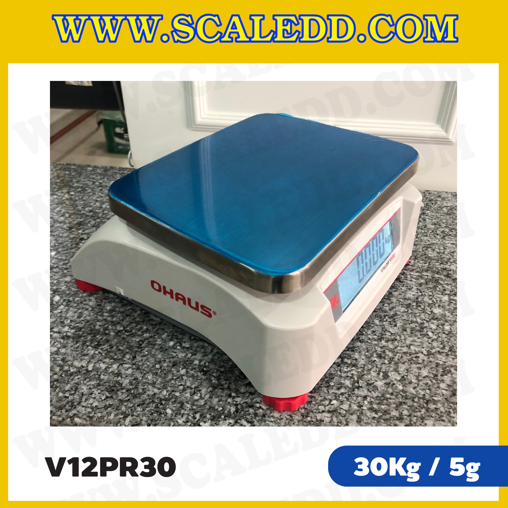 เครื่องชั่งน้ำหนักดิจิตอลตั้งโต๊ะ 2 หน้าจอ พิกัด 30kg ยี่ห้อ OHAUS รุ่น VALOR 1000(V12PR30) ความละเอียด 5g