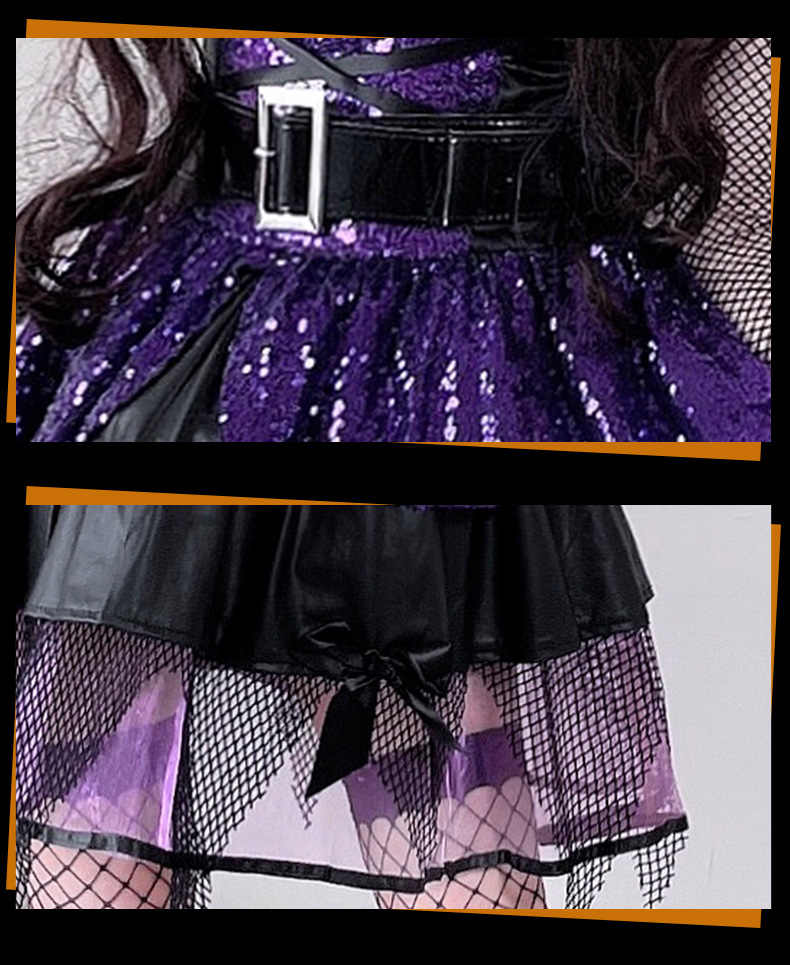 พร้อมส่ง ชุดแม่มด ชุดฮาโลวีน ผู้ใหญ่ ม่วง-ดำ**