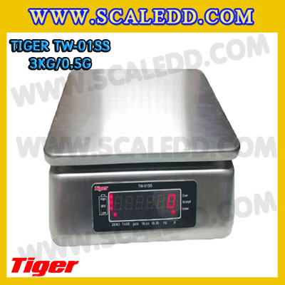 เครื่องชั่งกันน้ำ3kg รุ่น TW-01SS ตาชั่งกันน้ำ3kg เครื่องชั่งดิจิตอลกันน้ำ3kg พิกัด 3kg ความละเอียด 0.5g Waterproof Digital Scale ยี่ห้อ Tiger รุ่น TW-01SS