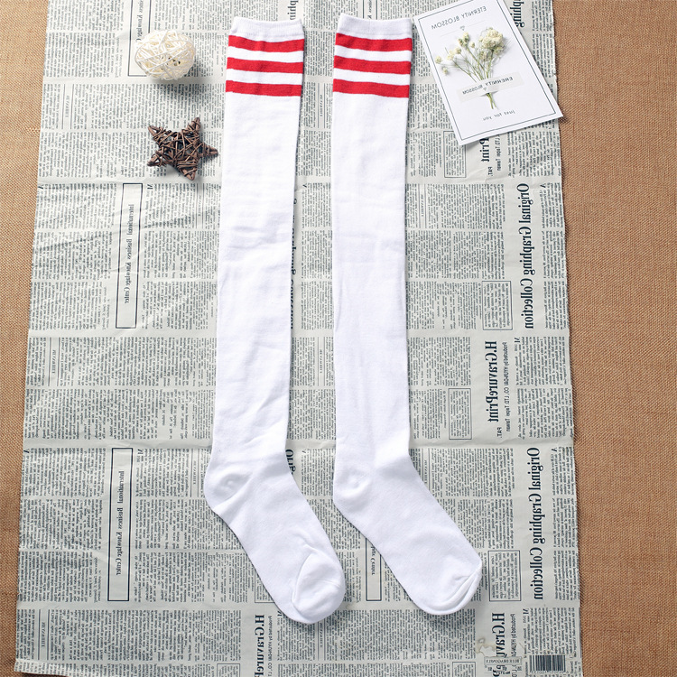 ถุงเท้ายาว แนวสปอร์ต สีพื้น ลายริ้ว เด็กโต-ผู้ใหญ่