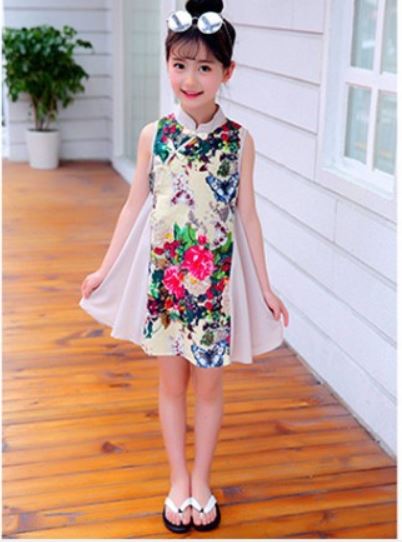 ชุดเดรสกี้เพ้าคอป้าย สีขาว ลายดอกไม้