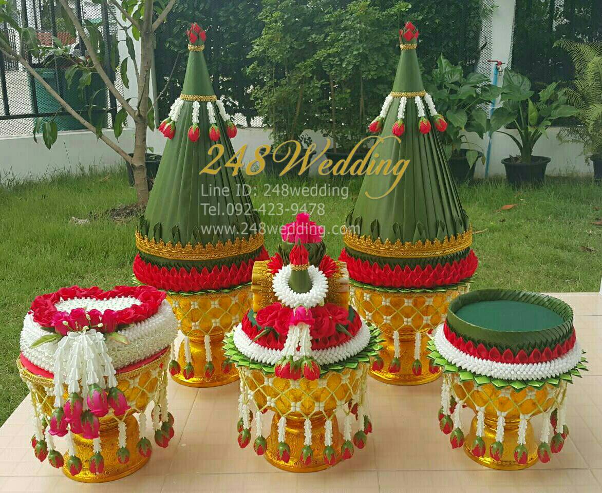 (แบบซื้อ) พานขันหมากเอกประดิษฐ์ (สีแดง)