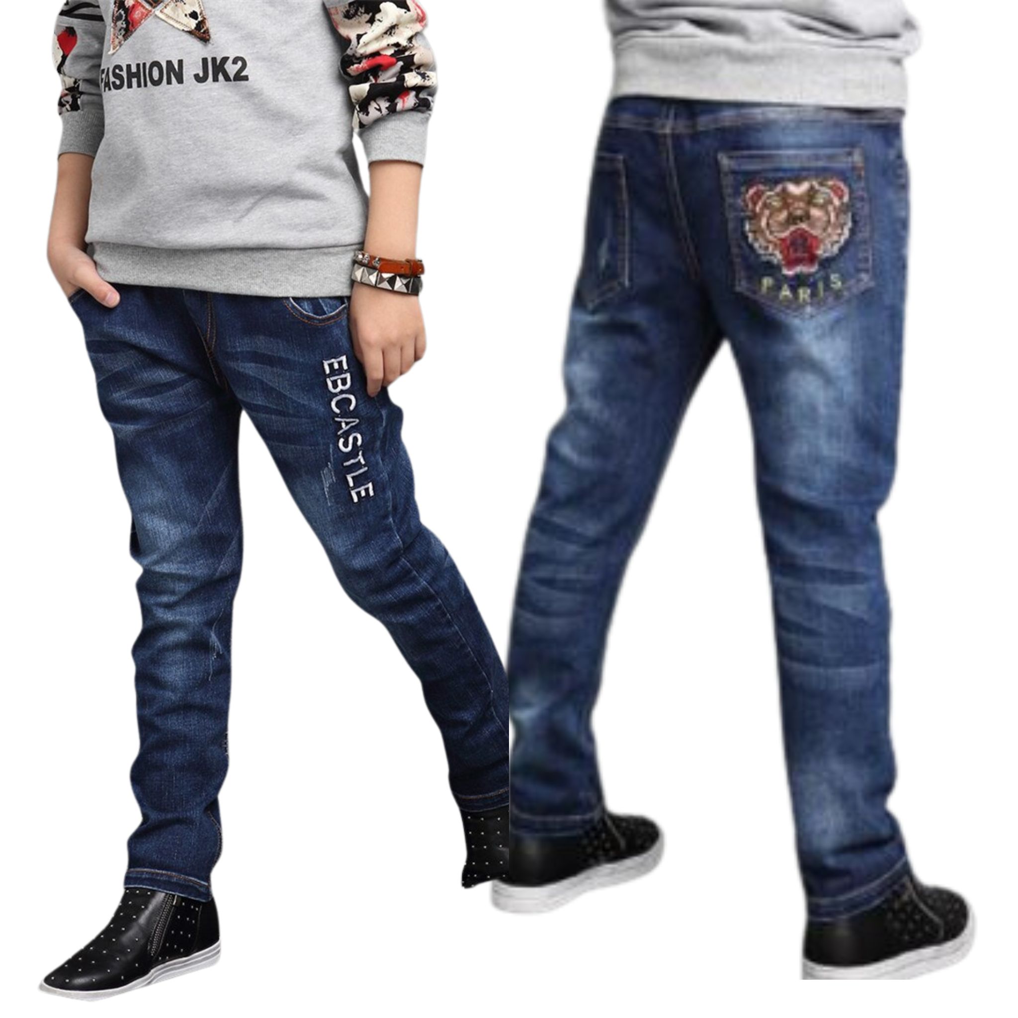 สินค้าพร้อมส่ง กางเกงยีนส์เด็กชาย แต่งลาย