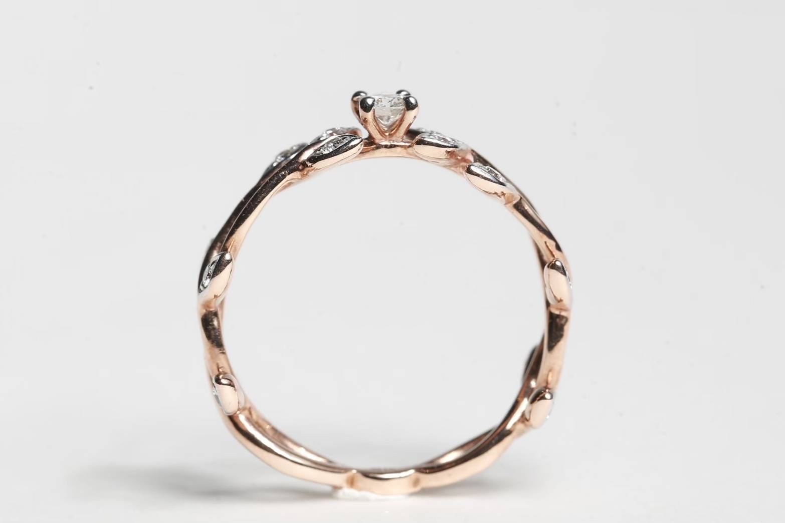 แหวนทองแท้ เพชรแท้ Pink Gold 9K 2.10g D 1/0.10 ct D 14/0.15 ct