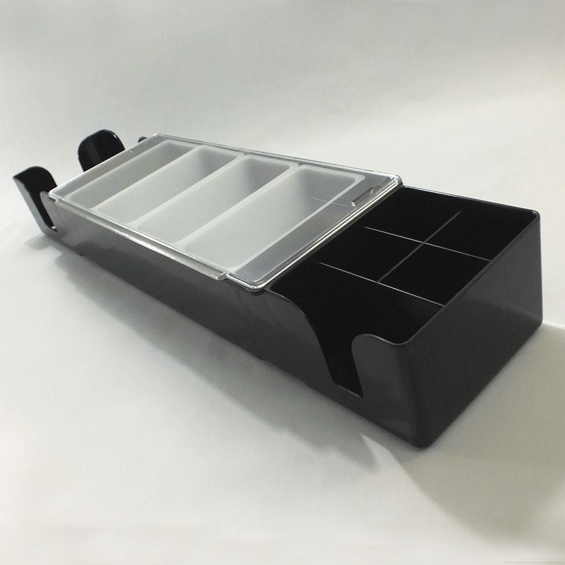 กล่องใส่เครื่องเคียงพร้อมกระดาษทิชชู่และอุปกรณ์ สีดำ