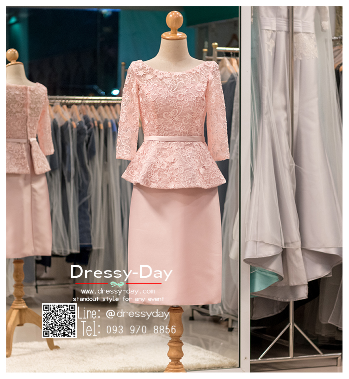 รหัส ชุดเจ้าภาพ :PFS065 ชุดราตรีสั้น หรู มีแขน ชุดไปงานแต่งงานกลางวัน กลางคืน ชุดราตรีสั้นคนอ้วนใส่สวย พร้อมส่ง