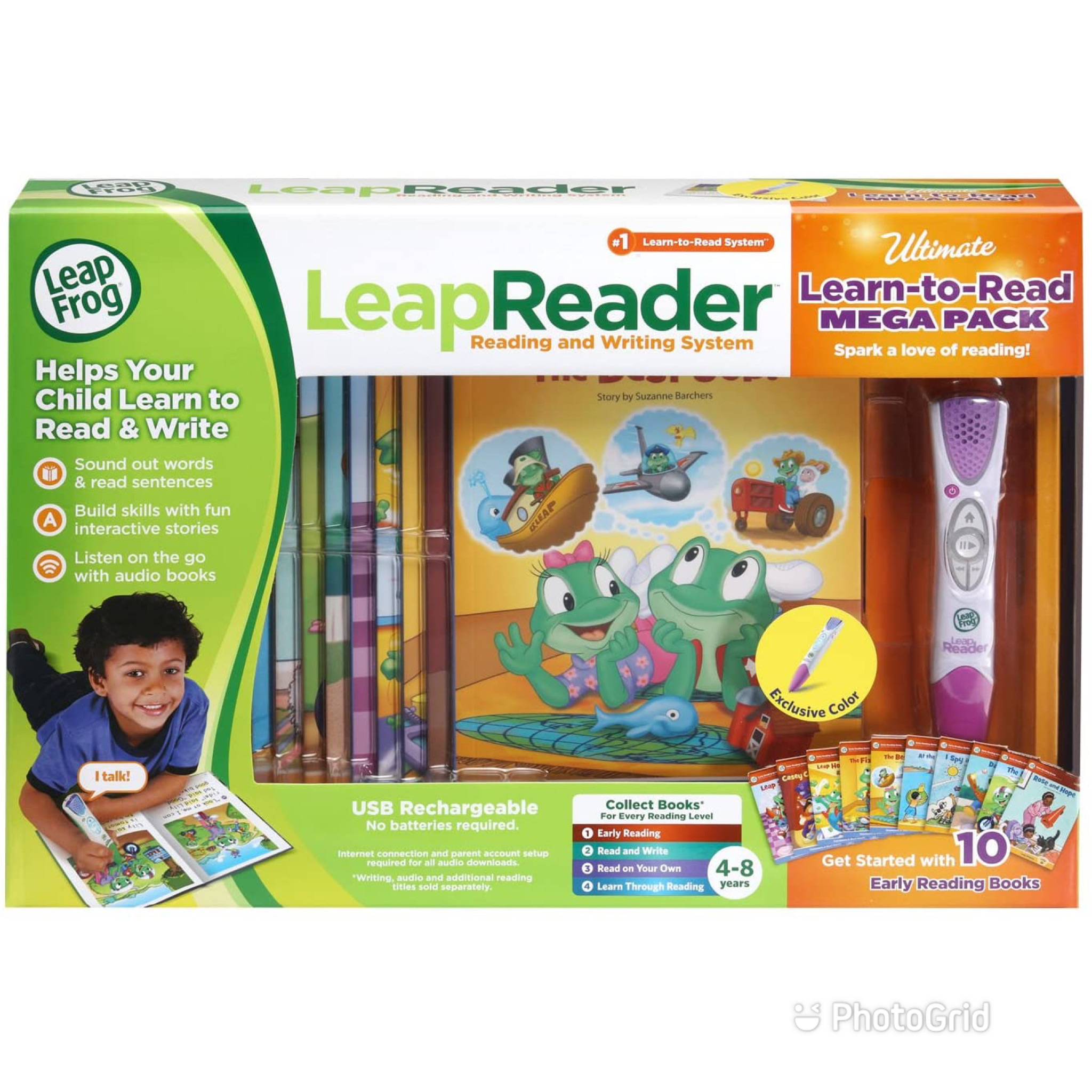 ปากกาอ่านหนังสือได้ LeapFrog LeapReader System Learn to Read 10 Book Bundle