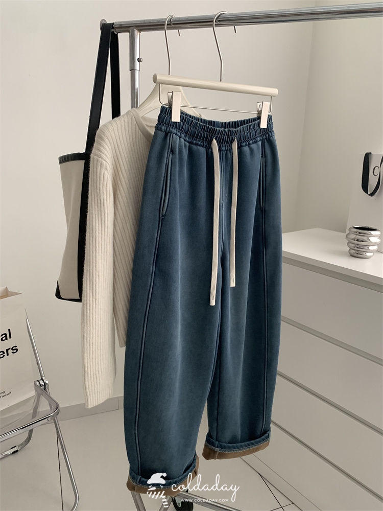 กางเกงยีนส์นิ่มบุขน Denim Warm Pants - M L XL