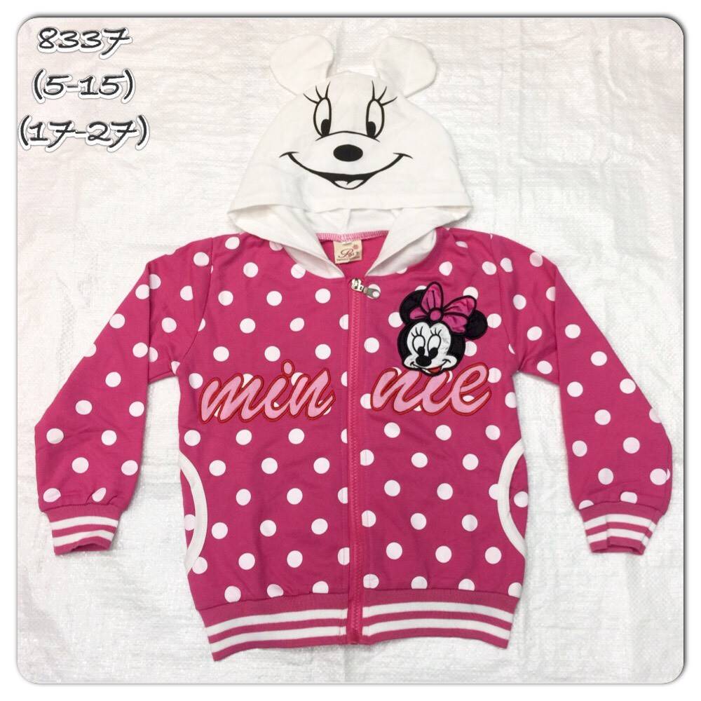 เสื้อกันหนาวมินนี่ลายจุด มีฮูด ซิปหน้า