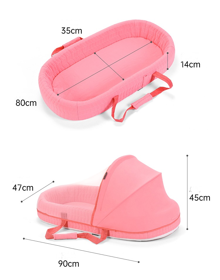 เบาะนอนเด็กพร้อมมุ้ง แบบกระเป๋าพกพา สีชมพู/สีฟ้า