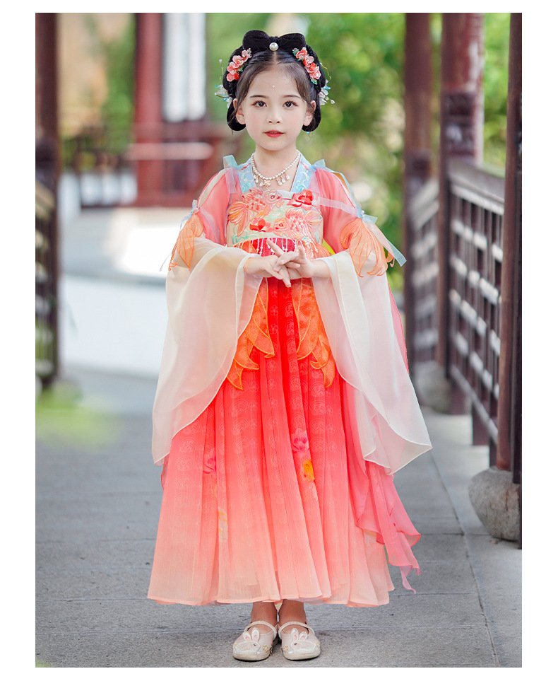 พร้อมส่ง ชุดจีน กี่เพ้า จีนโบราณย้อนยุค ชุดฮันฟู ลายพัด ปักลายปลา