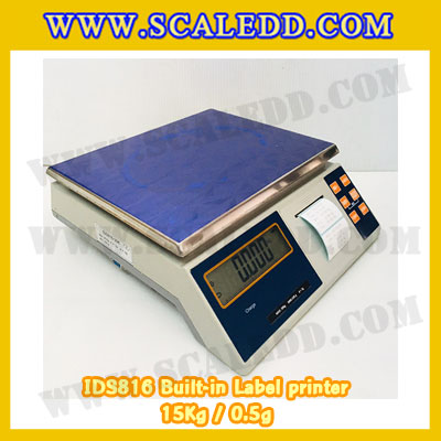 เครื่องชั่งน้ำหนักดิจิตอล พิกัดน้ำหนัก 15kg ยี่ห้อ SDS รุ่น IDS816 ค่าละเอียด 0.5g Built-in Label printer