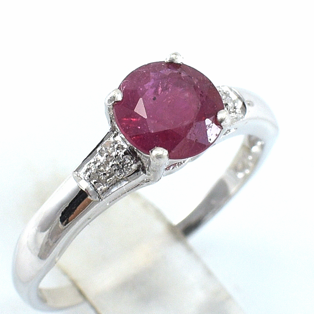 แหวนเงินแท้ราคาถูกชุบทองคำขาว ทับทิมแท้ 1.05 กะรัต งานประณีตสวยงาม สั่งผลิตค่ะ