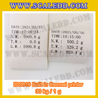 เครื่องชั่งดิจิตอล พิกัดน้ำหนัก 30kg Built-in thermal printer ยี่ห้อ SDS รุ่น IDS816 ค่าละเอียด 1g