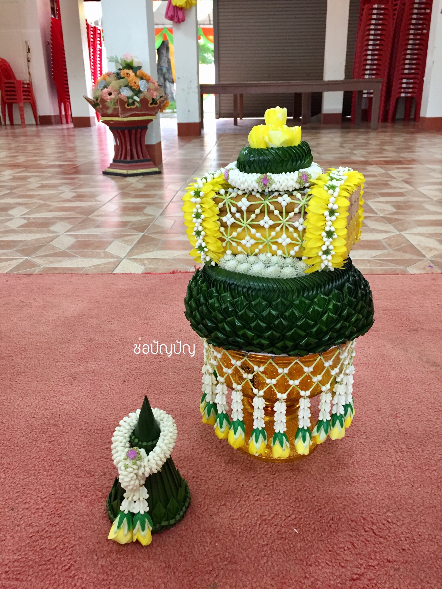 ชุดเครื่องบวชดอกไม้สด ส่งงาน วัดเสนาสฯ จ.พระนครศรีอยุธยา