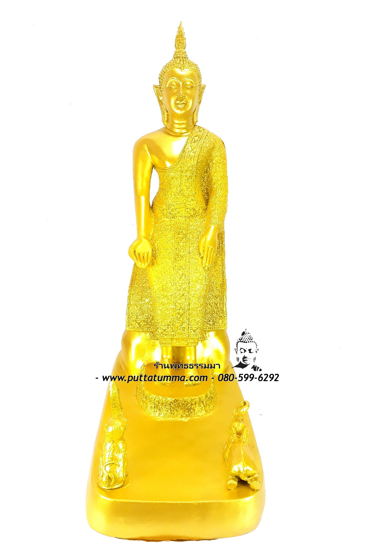 พระประจำวันพุทธกลางคืน เนื้อเรซิ่น พ่นทอง ขนาด 9 นิ้ว สูง 19 นิ้ว