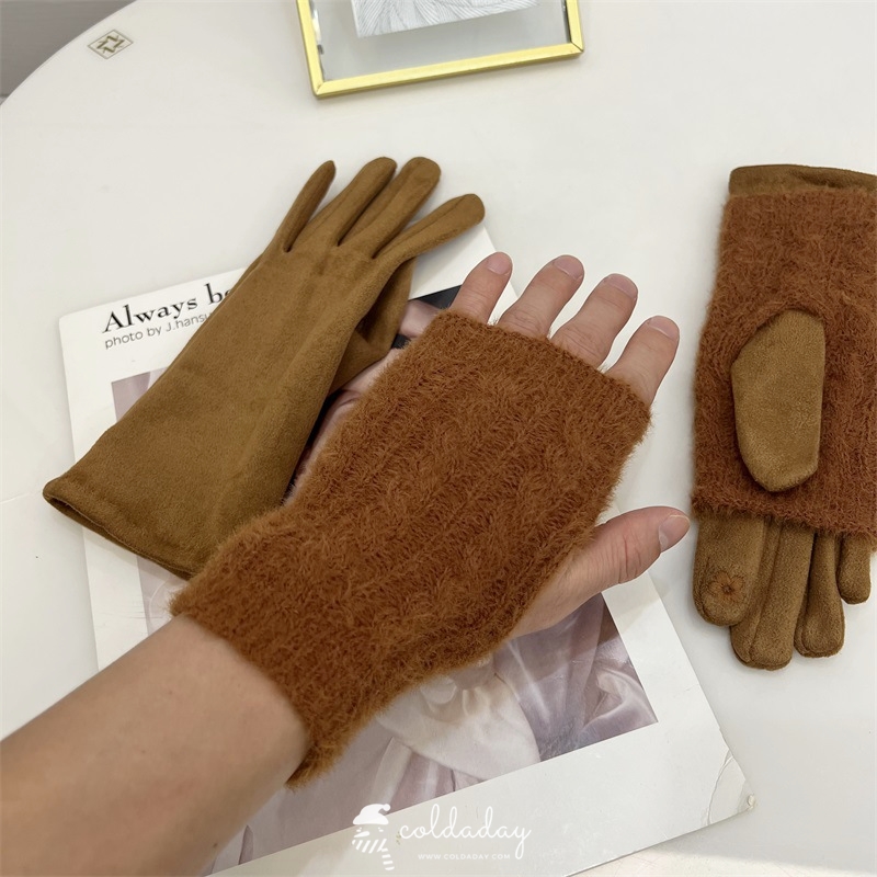 ถุงมือญี่ปุ่นหนังกลับนิ่ม 2 ชั้น