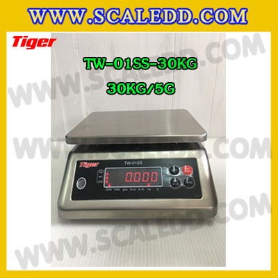 เครื่องชั่งกันน้ำ30kg รุ่น TW-01SS ตาชั่งกันน้ำ30kg เครื่องชั่งดิจิตอลกันน้ำ30kg พิกัด 30kg ความละเอียด 5g Waterproof Digital Scale ยี่ห้อ Tiger รุ่น TW-01SS