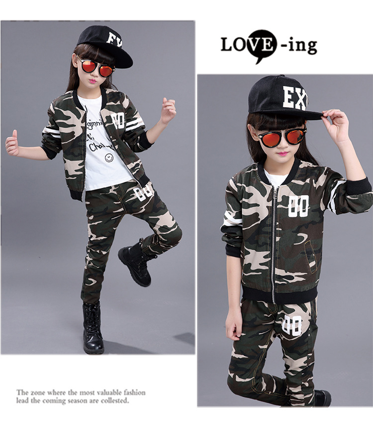 ชุดกันหนาวเด็ก ชุดเสื้อแขนยาวลายทหาร+กางเกงขายาว