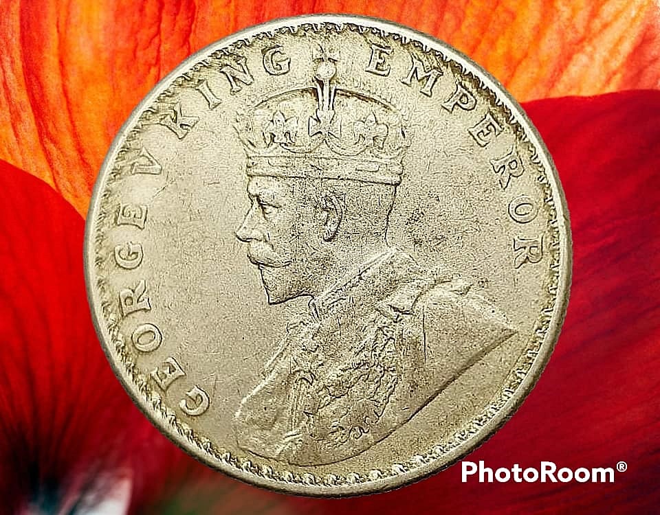 เหรียญ เงิน กษาปณ์ หมุนเวียน ประเทศ บริติช อินเดีย 1 Rupee 1913