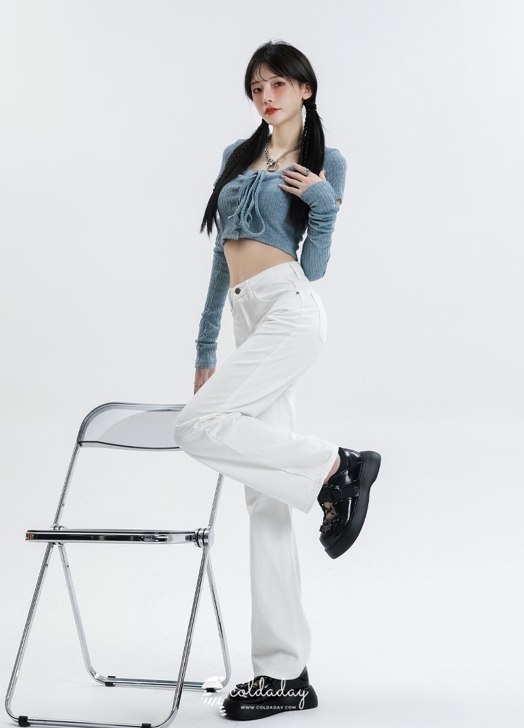 Winter White Jeans กางเกงยีนส์กันหนาวทรงขาตรงสีขาว