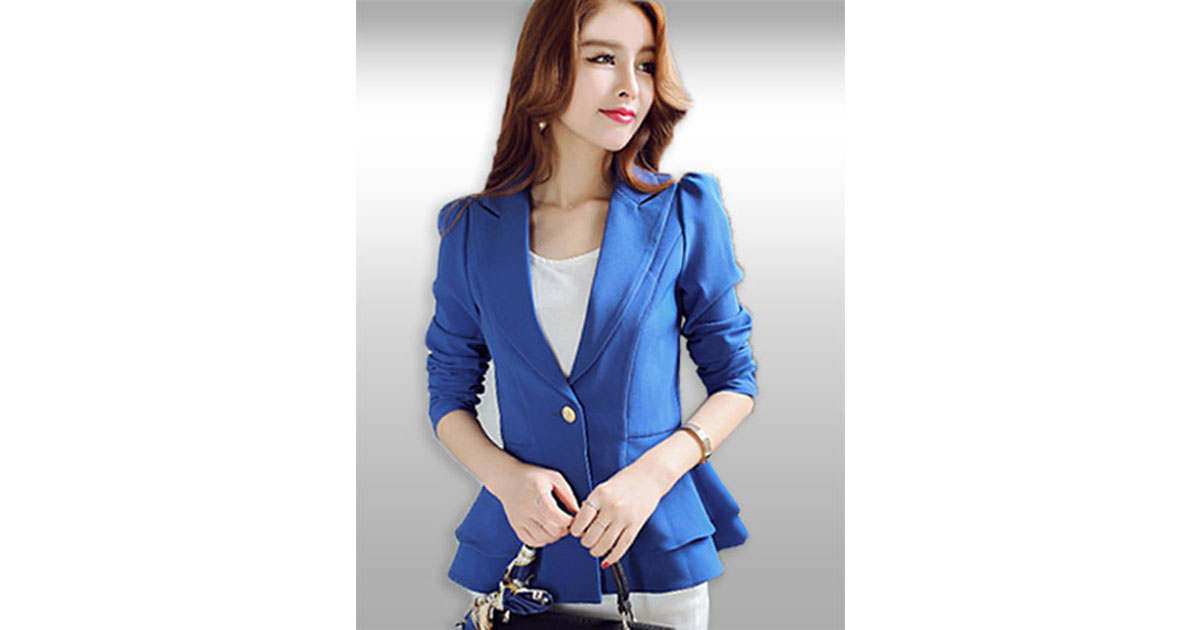 สูทผู้หญิงแขนยาวสีน้ำเงินเอวระบายสวยหวาน มี 5 ไซส รหัส1724