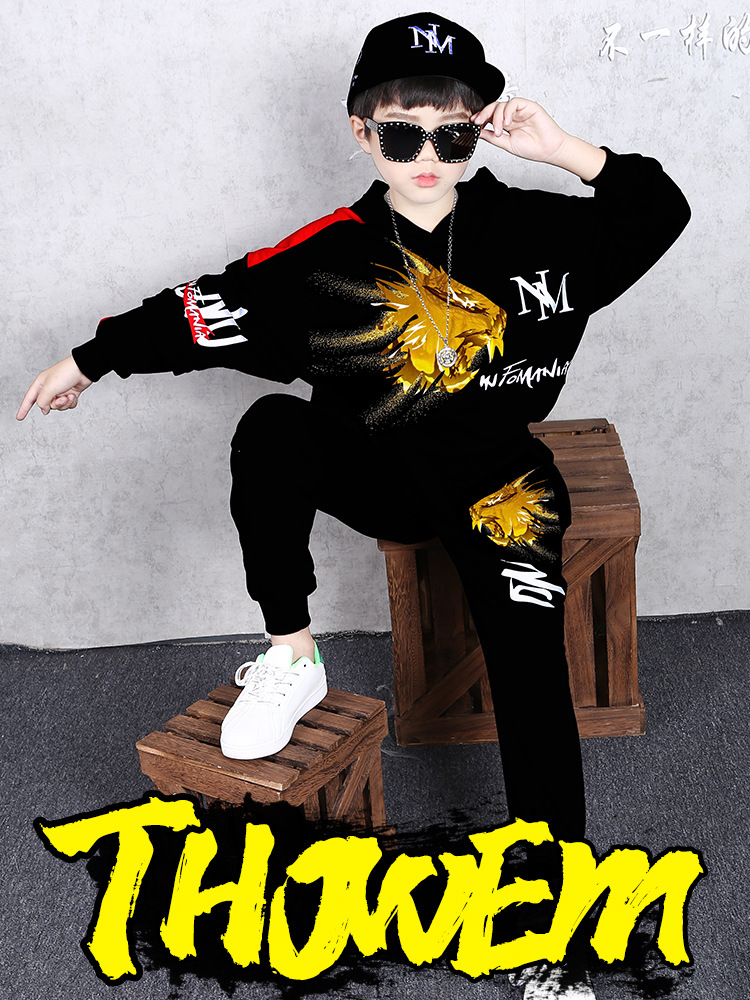 ชุดเต้น ชุดฮิปฮอปแขนยาว ลายสิงห์