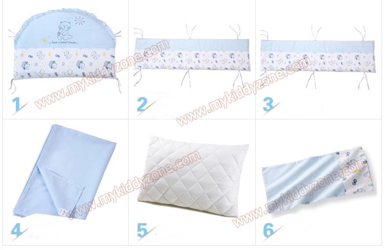 TP201120 ชุดเบาะกันกระแทกผ้าปูนอน 6ชิ้น ลาย Blue cat