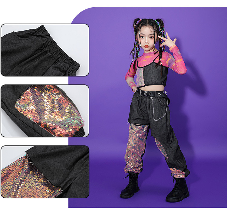 ชุดเต้น ชุดฮิปฮอป เสื้อแขนยาว + กางเกงขายาว สไตล์แบลคพิ้ง