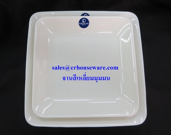 Porceline จานสี่เหลี่ยมมุมมน 10.5 นิ้ว 017-PP-8010,10.5 inch square corner plate