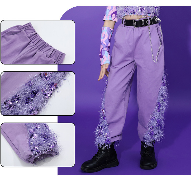 ชุดเต้น ชุดฮิปฮอป เซ็ตสีม่วง ทีมม่วง สินค้าพร้อมส่ง