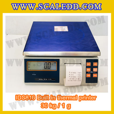 เครื่องชั่งดิจิตอล พิกัดน้ำหนัก 30kg Built-in thermal printer ยี่ห้อ SDS รุ่น IDS816 ค่าละเอียด 1g