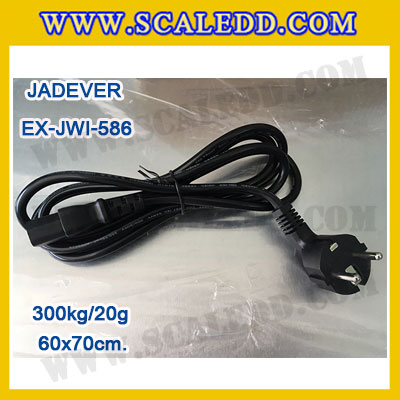 เครื่องชั่งดิจิตอลตั้งพื้น ยี่ห้อ JADEVER รุ่น EX-JWI-586 ขนาดแท่น 60x70cm. พิกัดน้ำหนัก 300kg ค่าละเอียด 20g พร้อมที่เข็นและล้อ