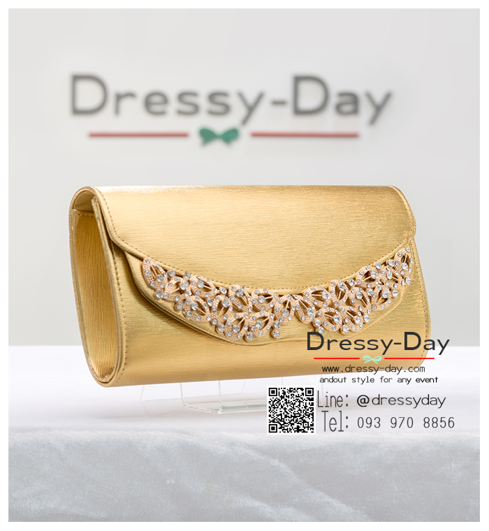 กระเป๋าออกงาน TE076: กระเป๋าออกงานสีทอง พร้อมส่ง กระเป๋าคลัชออกงาน มีหู ถือไปงานกลางคืน สวย หรูแบบดารา