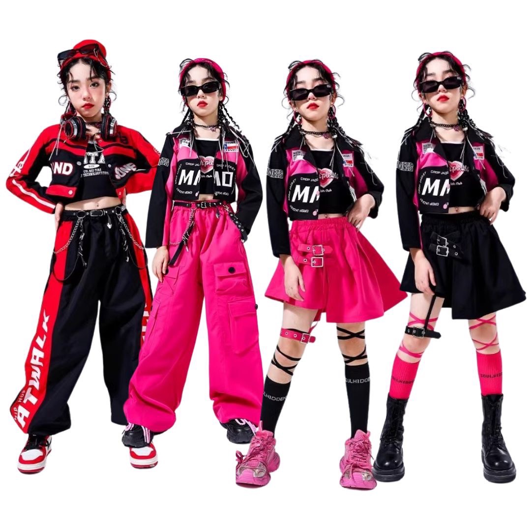 พร้อมส่ง ชุดเต้น ชุดแดนซ์ ชุดเซ็ทเสื้อแจ็คเก็ต แขนยาว+กางเกงวอร์ม