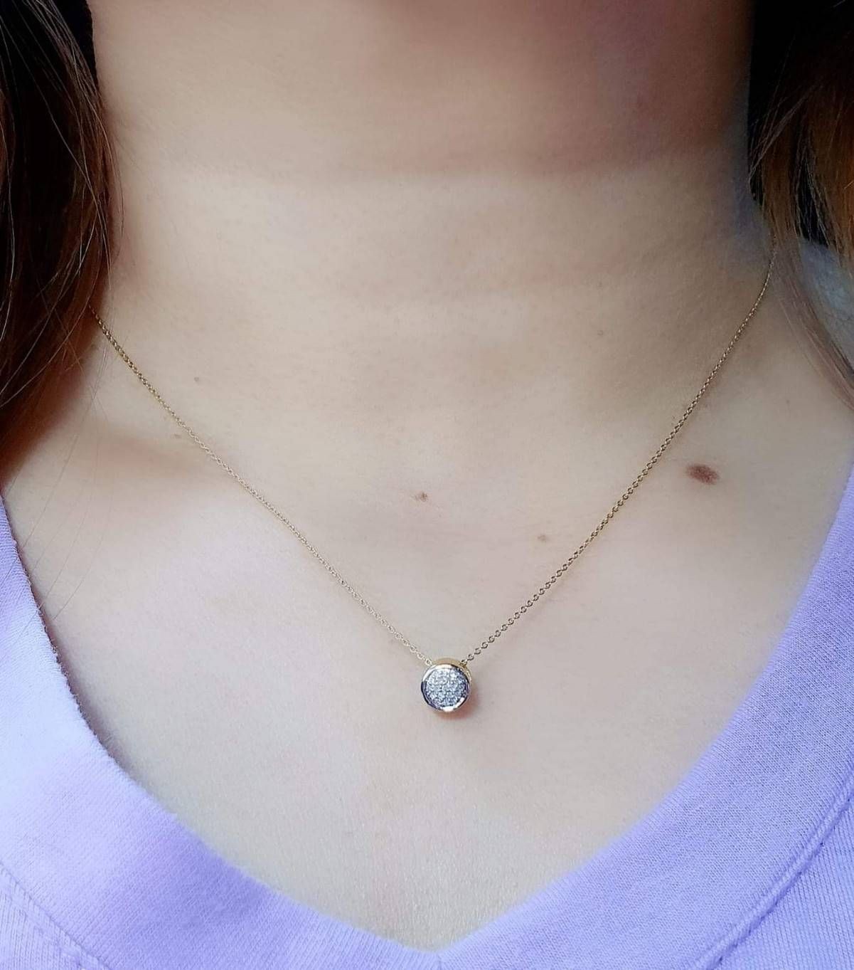 พร้อมส่งและสั่งผลิตสร้อยคอทอง จี้เพชรใส่เที่ยว ออกงาน ทองคำ 9K เพชรแท้ 0.06 กะรัต 19 เม็ด ราคาถูกมาก ส่งฟรี