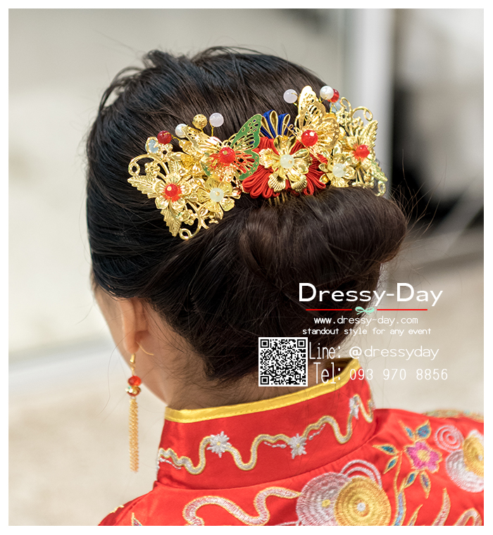 รหัส ปิ่นปักผมจีน : TR093 ขาย เครื่องประดับผมจีนโบราณ ปิ่นปักผมจีน เครื่องประดับหัวจีน ใส่คู่กับชุดยกน้ำชา สวย หรูหราแบบจัดเต็ม พร้อมส่ง
