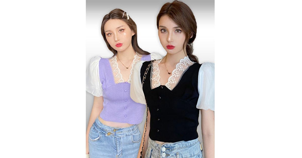 เสื้อแฟชั่นสวยหวานสไตล์เกาหลี มี2สี รหัส 2411