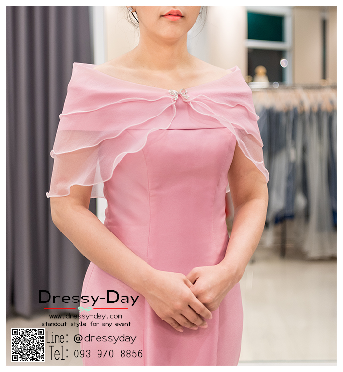 รหัส ชุดผ้าคลุมไหล่ : DD003 ผ้าคลุมไหล่ชุดราตรี ไปงานแต่ง ผ้าคลุมไหล่ชุดราตรีไซส์ใหญ่ เสื้อคลุมชุดราตรี พร้อมส่ง สวย เรียบหรู สีชมพู