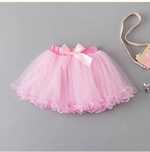 กระโปรงพองฟู กระโปรงเด็ก รุ่นไม่มีกระดุมยางยืด โบว์ติดกระโปรง