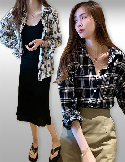 เสื้อเชิ๊ตแฟชั่นลายสุดฮิต มี2สี รหัส2393