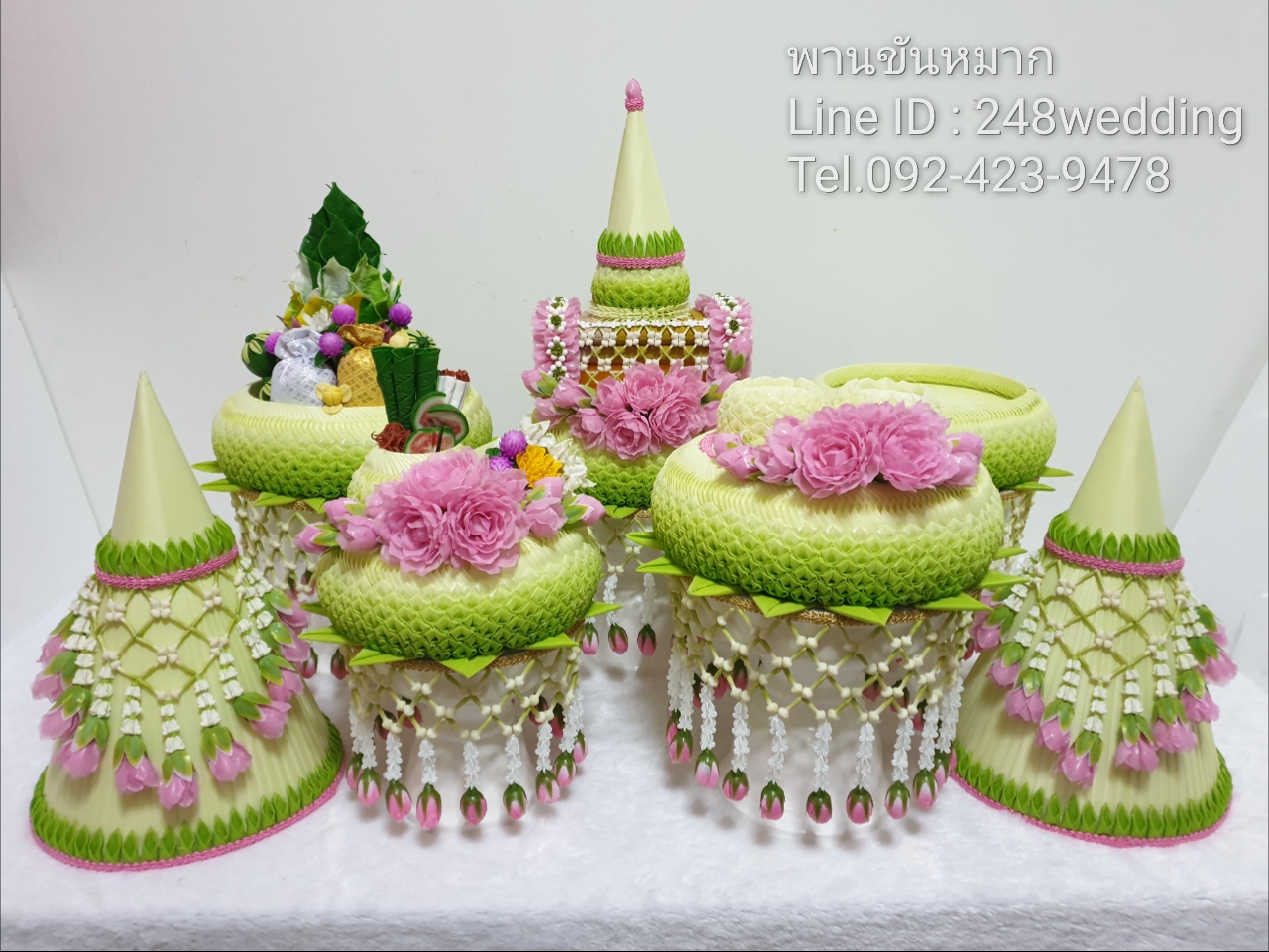 ให้เช่าพานขันหมาก (เขียวชมพู)