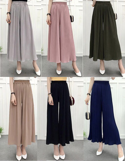 กางเกงแฟชั่นทรงพลีทยาว มี 7 สี รหัส2210