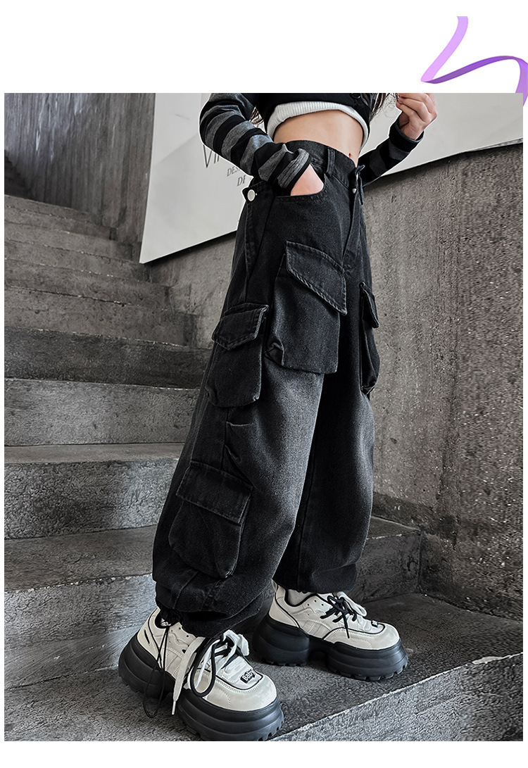 ชุดเต้น Coverdance เสื้อครอป แมว พร้อมปลอกแขน / กางเกงยีนส์คาร์โก้