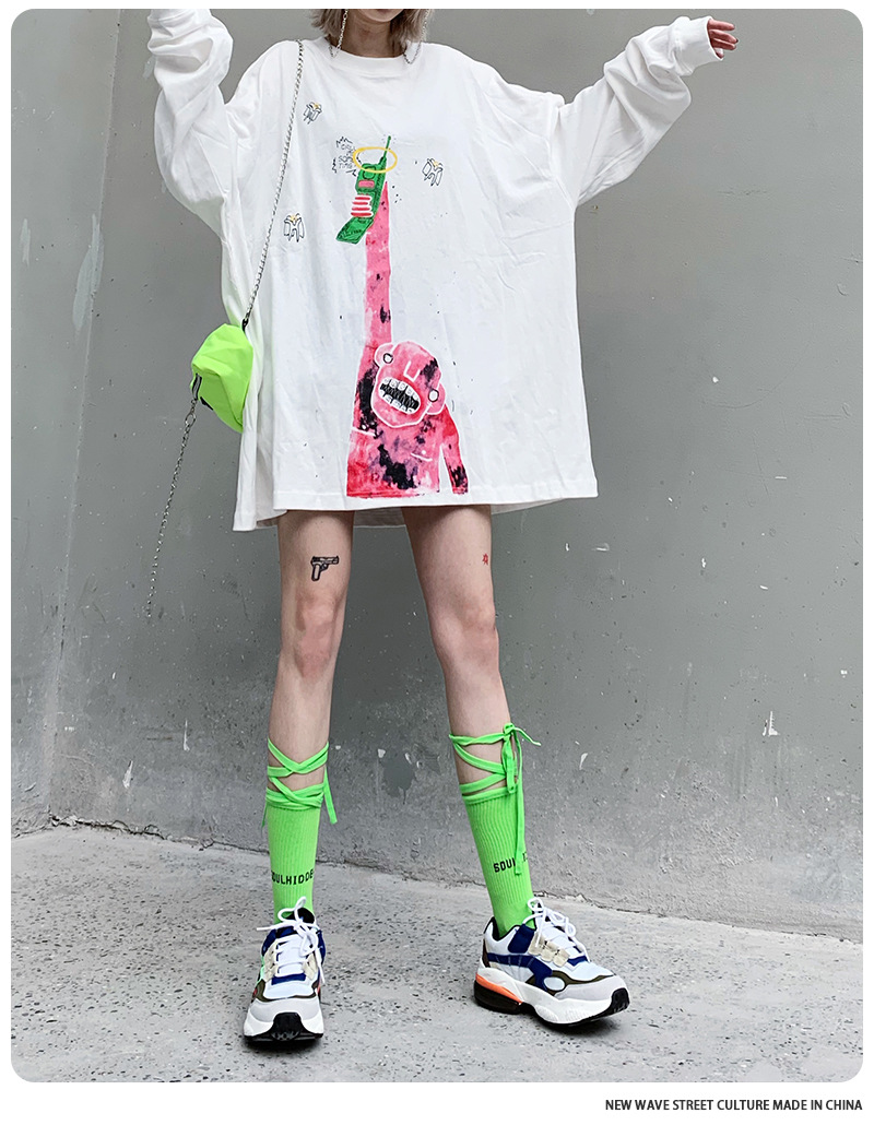 พร้อมส่ง ถุงเท้า เด็ก-ผู้ใหญ่ แบบยาว มีสายไขว้ ผูกข้อขา สีพื้น