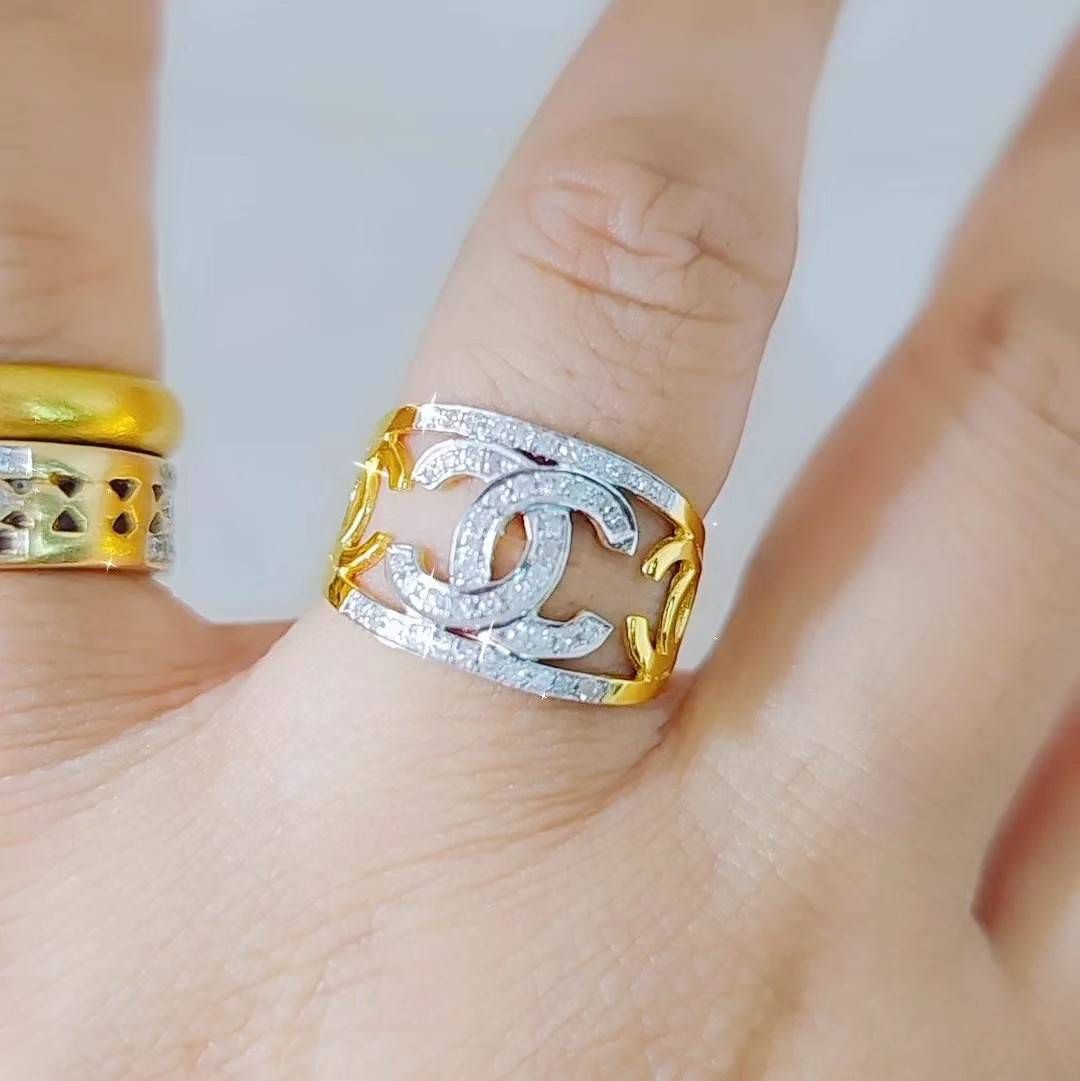 พร้อมส่งและสั่งผลิตแหวนเพชรCCหน้ากว้าง แหวนแต่งงาน แหวนหมั้น ใส่เที่ยว ออกงาน แหวนทองคำ 9K เพชรกุหลาบแท้ 0.17 กะรัต 4 เม็ด ราคาถูกมาก ส่งฟรี