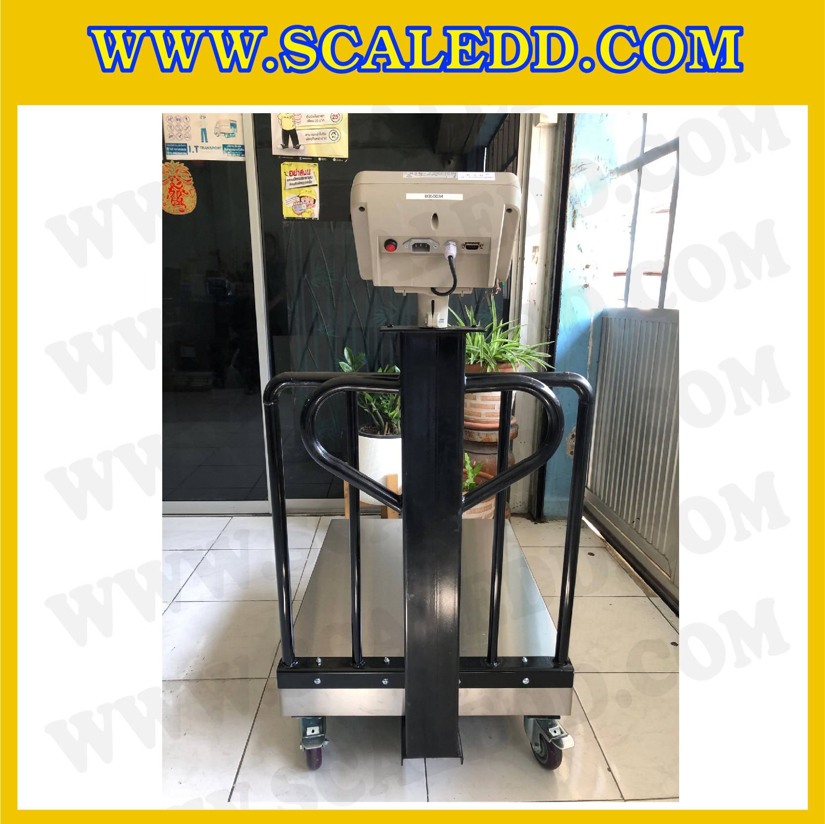 เครื่องชั่งน้ำหนักดิจิตอล IDS709E พิกัด 500kg ค่าละเอียด 0.05kg ยี่ห้อ SDS รุ่น IDS709E แท่นฝาครอบสแตนเลสขนาด 60x80cm. มีล้อเลื่อน และที่กันตก