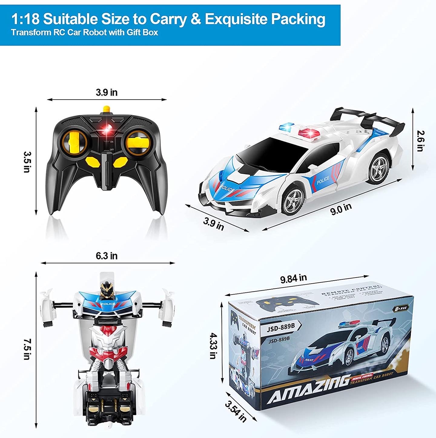CEGOUFUN 1:18 Scale Transform RC Car Robot