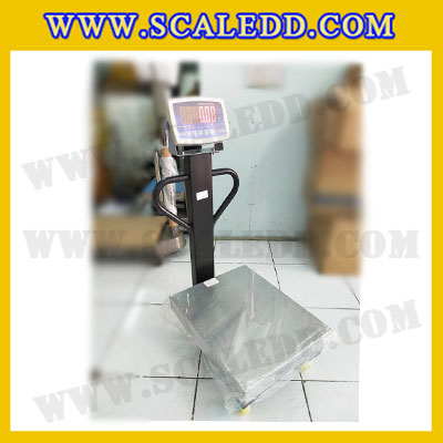 เครื่องชั่งดิจิตอล150kg มีล้อพร้อมที่เข็น ตาชั่งดิจิตอล150kg ขนาดแท่น 40x50cm. ยี่ห้อ LOCOSC รุ่น LP7553