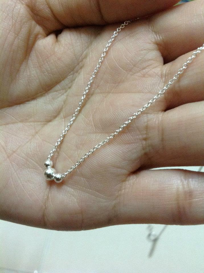 สร้อยเงินแท้ ลายโซ่จี้หมุดกลม 3 เม็ด(งานไทย)(ความหนา 1.2 มิล)